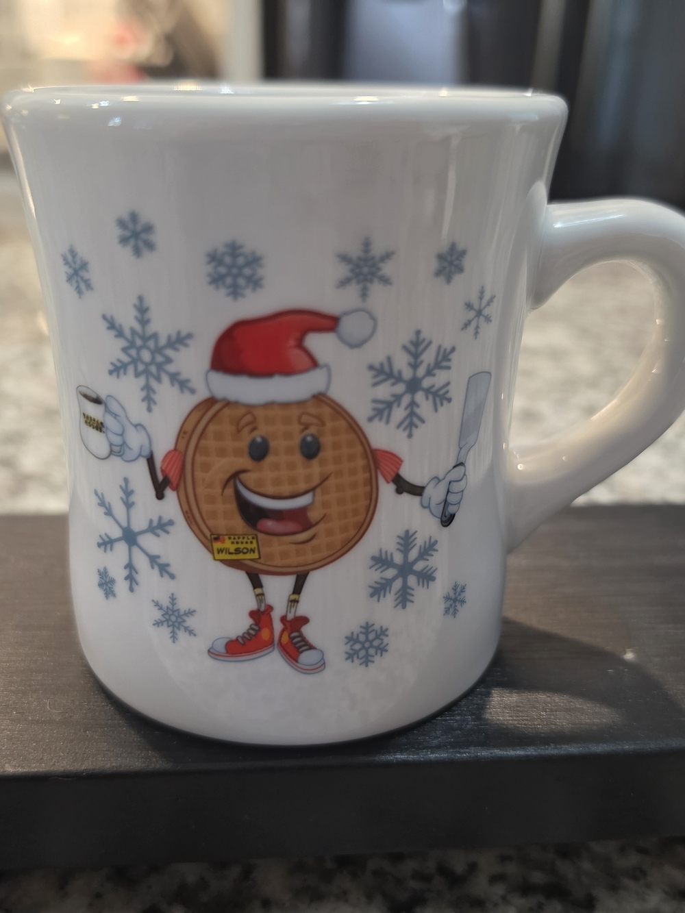 Waffle House Festive Waffle Character Ceramic Mug - White with Red Accents